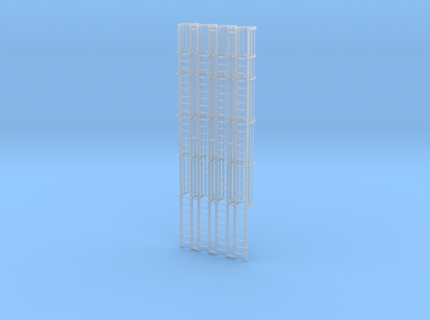 'HO Scale' - (4) 30' Caged Ladder - Cage to Top in Tan Fine Detail Plastic