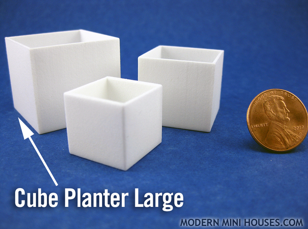 Cube Planter Large 1:12 scale in White Processed Versatile Plastic