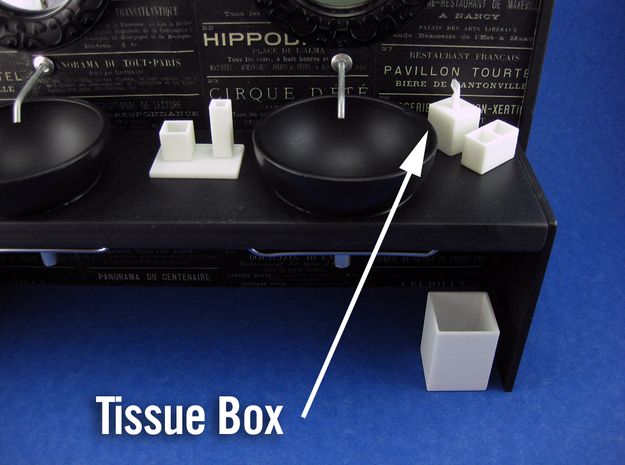 Bath Tissue Box 1:12 scale in White Processed Versatile Plastic