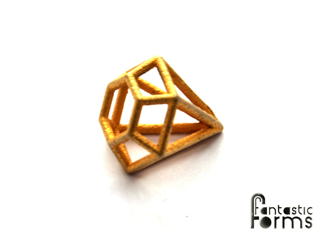 Pendant 'Diamond 3D' in Polished Gold Steel