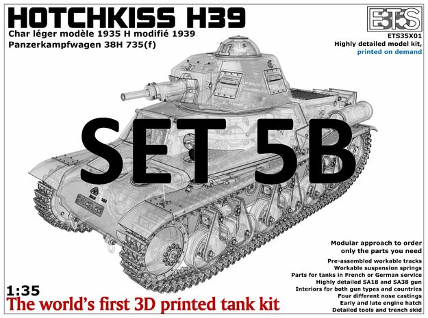 ETS35X01 Hotchkiss H39 - Set 5 option B - SA38 in Smooth Fine Detail Plastic