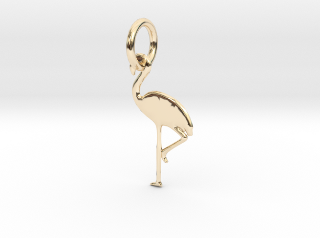 Flamingo Bird Pendant in 14k Gold Plated Brass