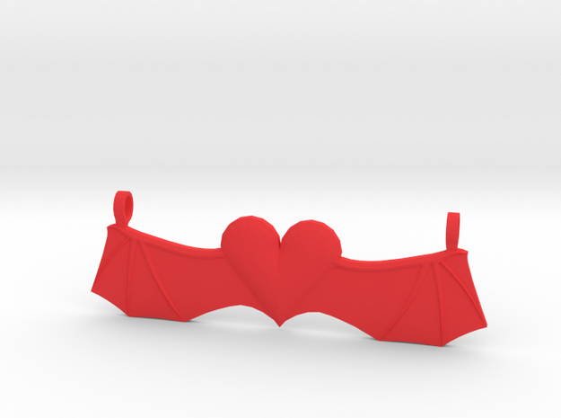 Devil-Winged Heart in Red Processed Versatile Plastic