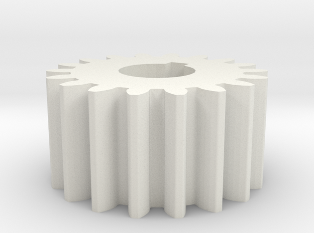 Cylindrical gear Mn=1 Z=18 AP20° Beta0° b=10 HoleØ in White Natural Versatile Plastic
