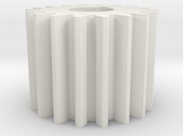 Cylindrical gear Mn=1 Z=18 AP20° Beta0° b=15 HoleØ in White Natural Versatile Plastic