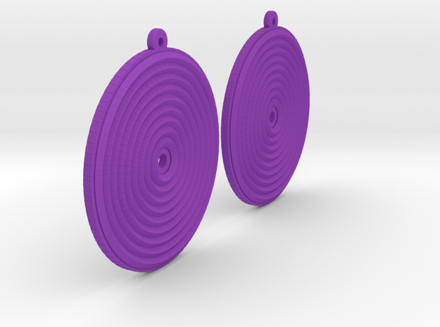 Glitter Earring Pair in Purple Processed Versatile Plastic