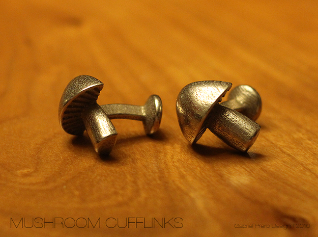 Mushroom Cufflinks in Polished Bronzed Silver Steel