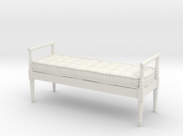 1:12 French Country Bench in White Natural Versatile Plastic