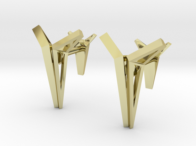 YOUNIVERSAL Origami Structure, Cufflinks in 18k Gold Plated Brass