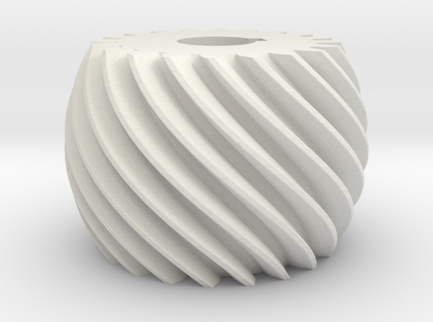 Convex helical gear in White Natural Versatile Plastic