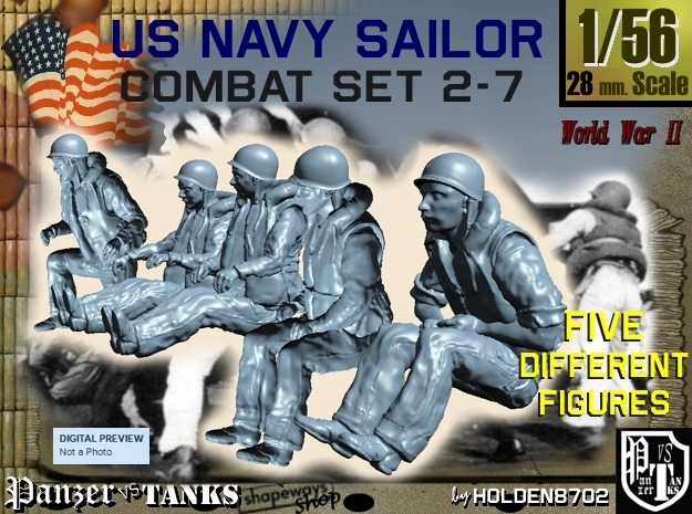 1-56 US Navy Sailors Combat SET 2-7 in Tan Fine Detail Plastic