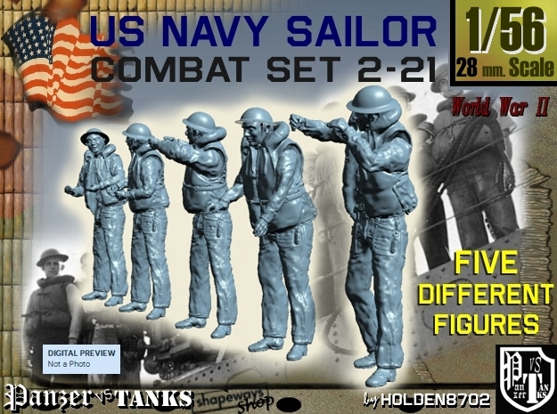 1-56 US Navy Sailors Combat SET 2-21 in Tan Fine Detail Plastic