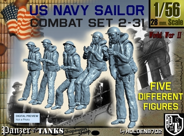 1-56 US Navy Sailors Combat SET 2-31 in Tan Fine Detail Plastic