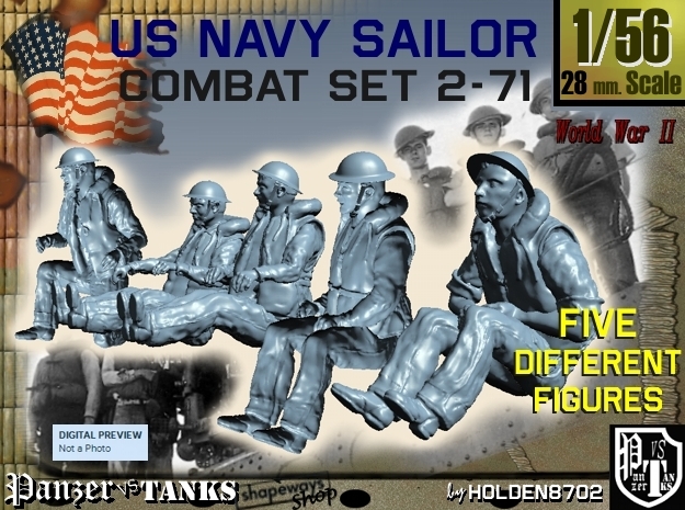 1-56 US Navy Sailors Combat SET 2-71 in Tan Fine Detail Plastic
