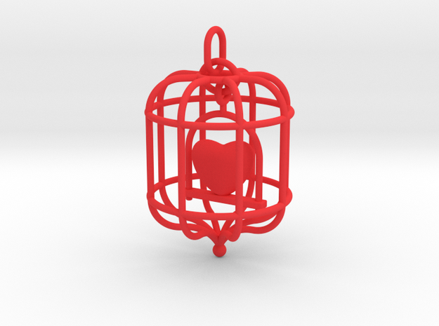 Caged Heart in Red Processed Versatile Plastic