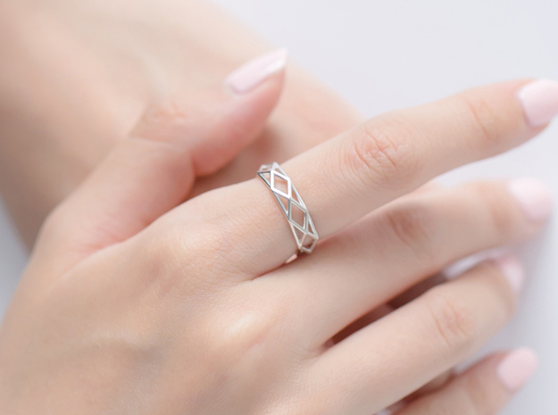 Unique Triangle Ring in Polished Silver
