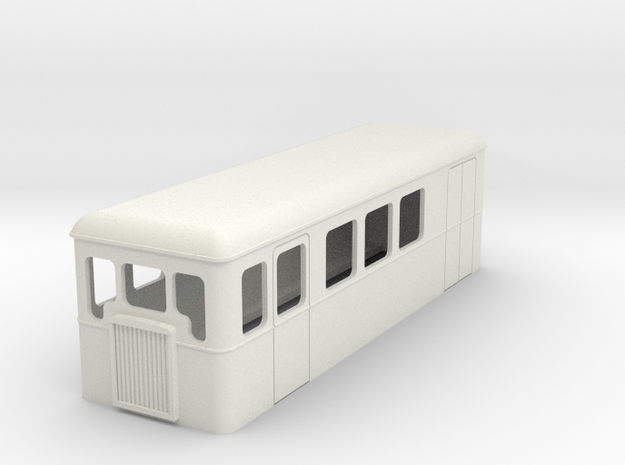 TTn3 single ended railcar with parcel section in White Natural Versatile Plastic