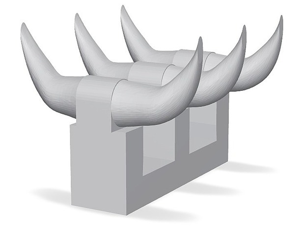 3 sets of short horns in Tan Fine Detail Plastic