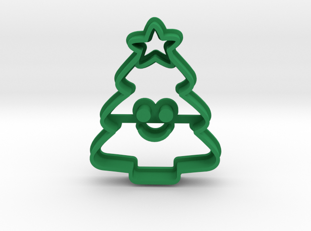 Mini Xmas Tree Cookie Cutter in Green Processed Versatile Plastic