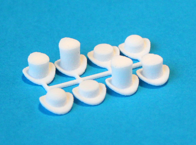 28mm Hats (x32)  in White Natural Versatile Plastic