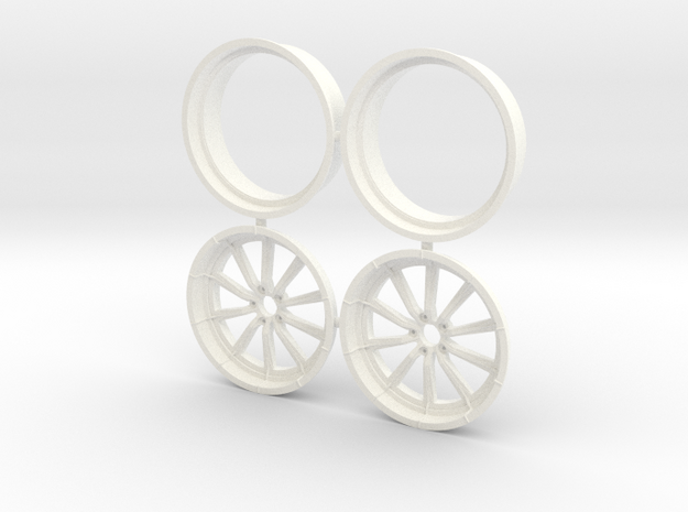 RCComponents 1/12 Front Pair No Lugnuts  in White Processed Versatile Plastic