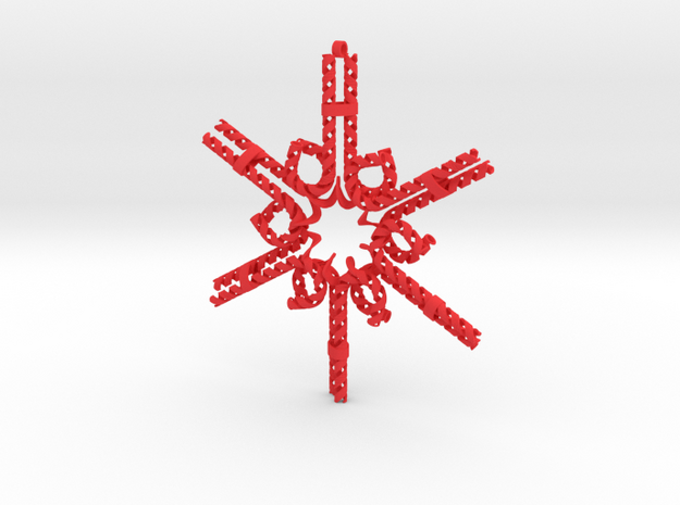 Candy Cane Snowflake in Red Processed Versatile Plastic