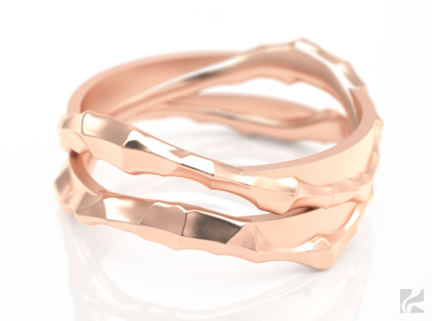 Full Dual Voronoi Ring in 14k Rose Gold Plated Brass: 6.5 / 52.75