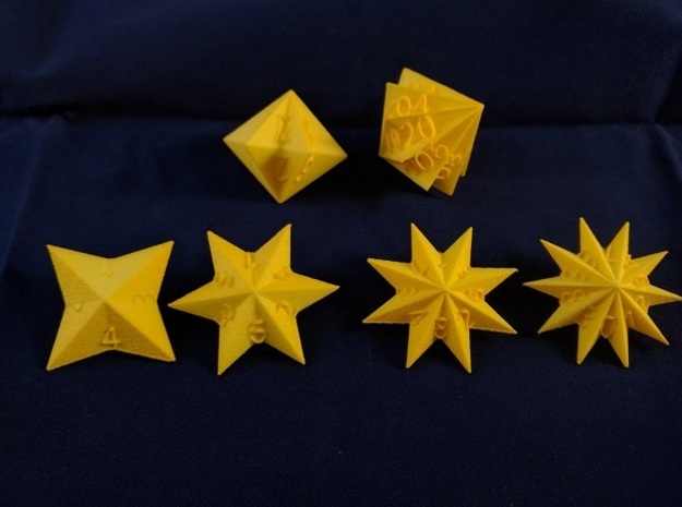 Star Dice in Yellow Processed Versatile Plastic: Polyhedral Set