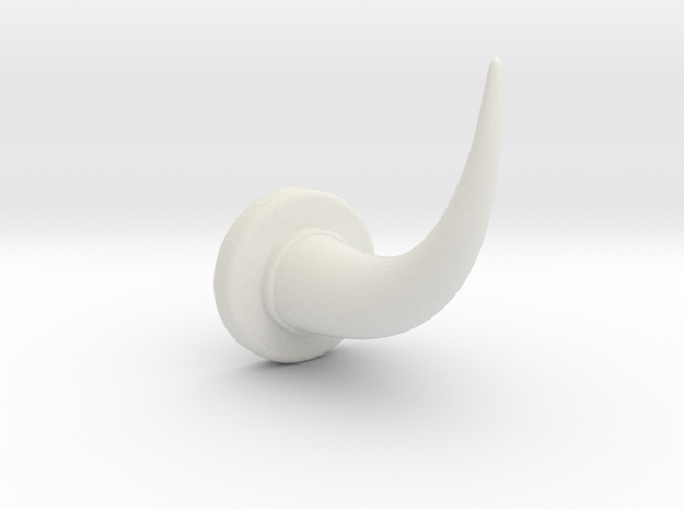 Smooth Swept Horn in White Natural Versatile Plastic