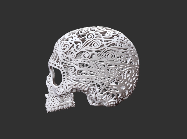 Skull Filagree P3 Top- 6.5cm in White Natural Versatile Plastic