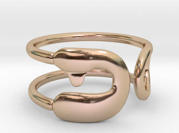 Safety Pin Ring in 14k Rose Gold Plated Brass: 4 / 46.5
