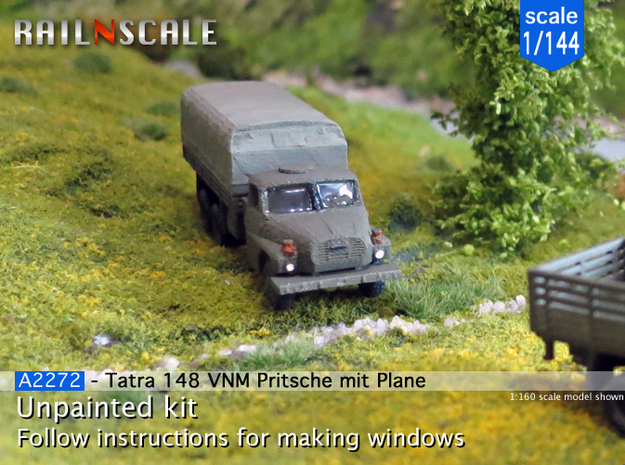 Tatra 148 VNM Pritsche mit Plane (1/144) in Tan Fine Detail Plastic