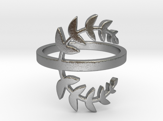 Laurel Leaves (Ring Size 4-11.5) in Natural Silver: 8 / 56.75