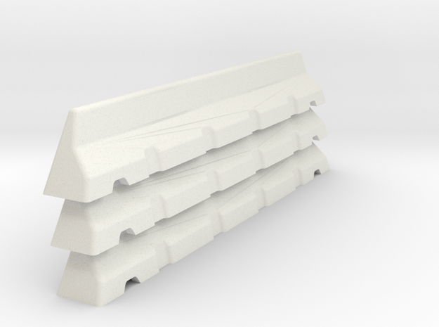 6mm Scale Concrete Road Block X 3 for War Gaming in White Natural Versatile Plastic