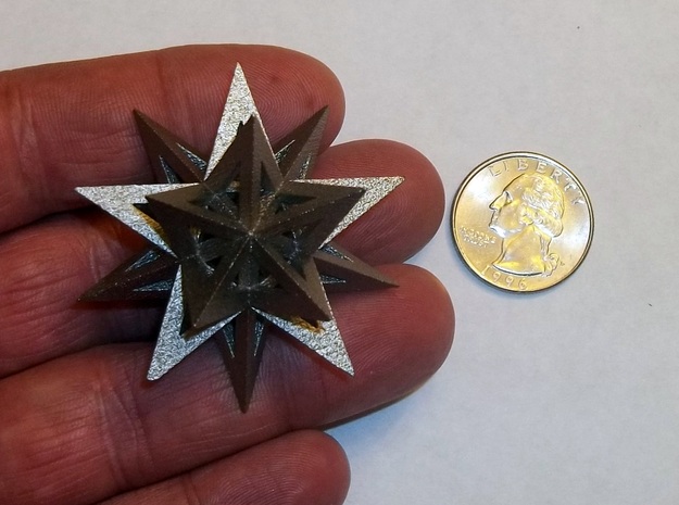 Stellated Icosahedron in Polished Bronzed Silver Steel