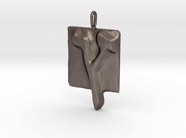 27 Tzadi-sofit Pendant in Polished Bronzed Silver Steel