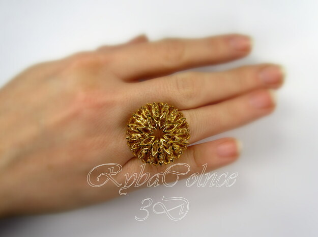 Ring The Thistle/ 14 HK size / 7 US (17.7 mm) in 14k Gold Plated Brass