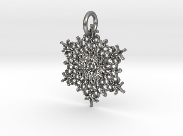 Snowflake Pendant A in Natural Silver