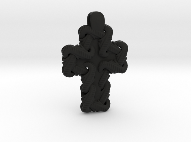 S Chain Cross Pendant in Black Natural Versatile Plastic