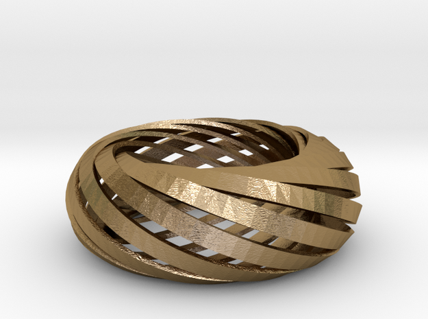 'Torus' of Mobius strips, large in Polished Gold Steel