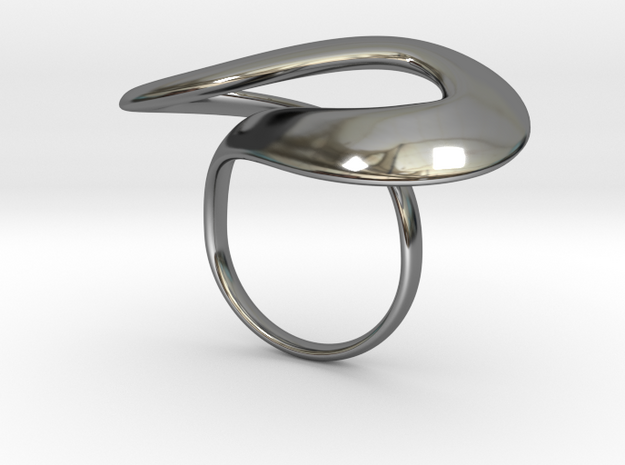 SWOOP RING in Fine Detail Polished Silver: Medium