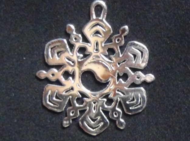 Yin Yang Snowflake Pendant in Polished Silver
