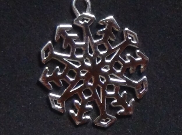 Snowflake Pendant #3 in Polished Silver
