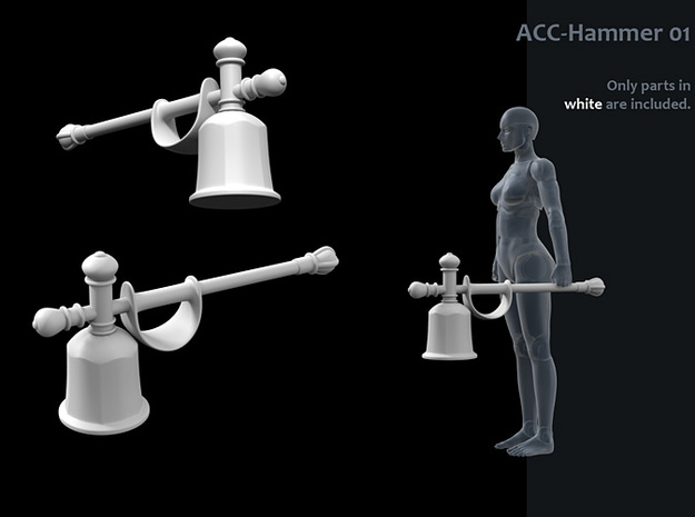 ACC-01s-Hammer  6inch in White Processed Versatile Plastic