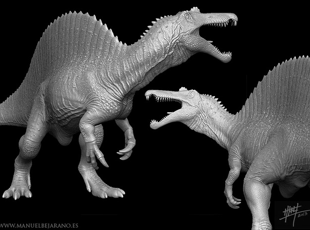 Spinosaurus 1/40 Roaring in White Natural Versatile Plastic