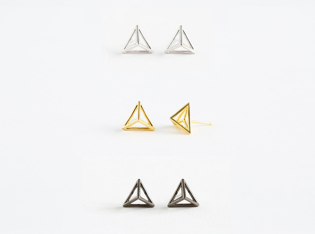 Triangle Stud Earrings in Polished Silver