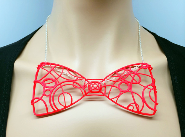 Gallifreyan Space Bow Tie as Necklace or Bow Tie in Red Processed Versatile Plastic