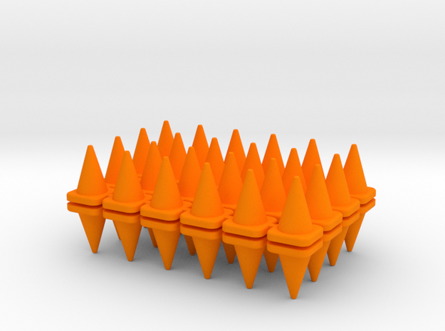48 Traffic Cones, Small, 1/64 in Orange Processed Versatile Plastic