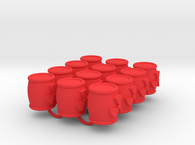 Power Grid Uranium Barrels - Set of 12 in Red Processed Versatile Plastic