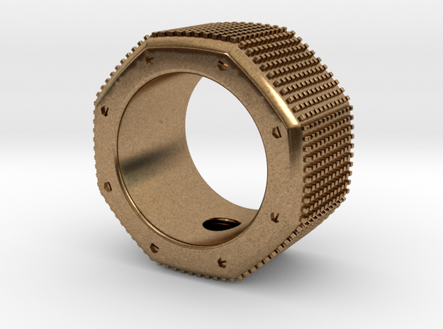 octagon ring with squares Ø17,5mm in Natural Brass